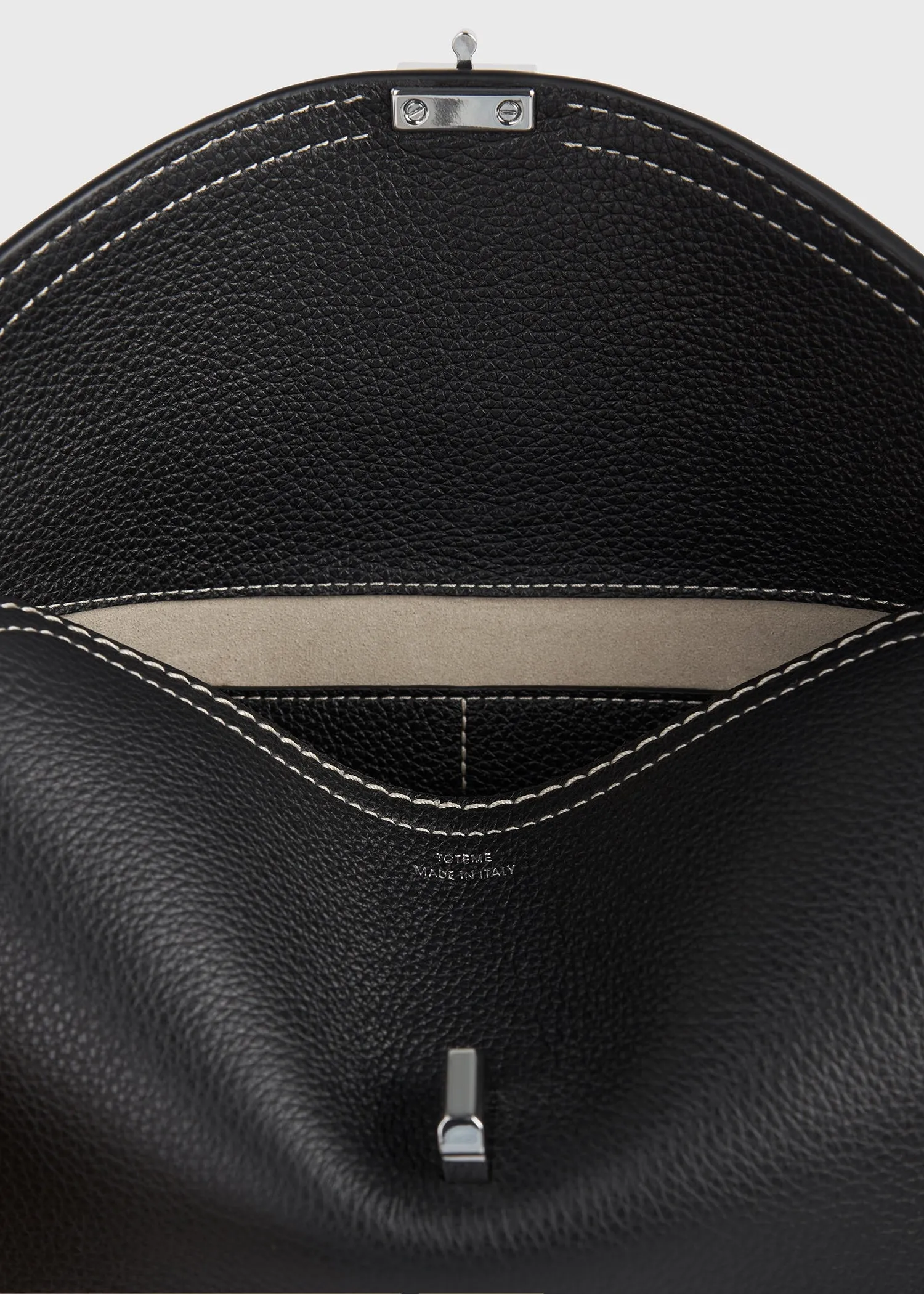 T-Lock grained-leather clutch black