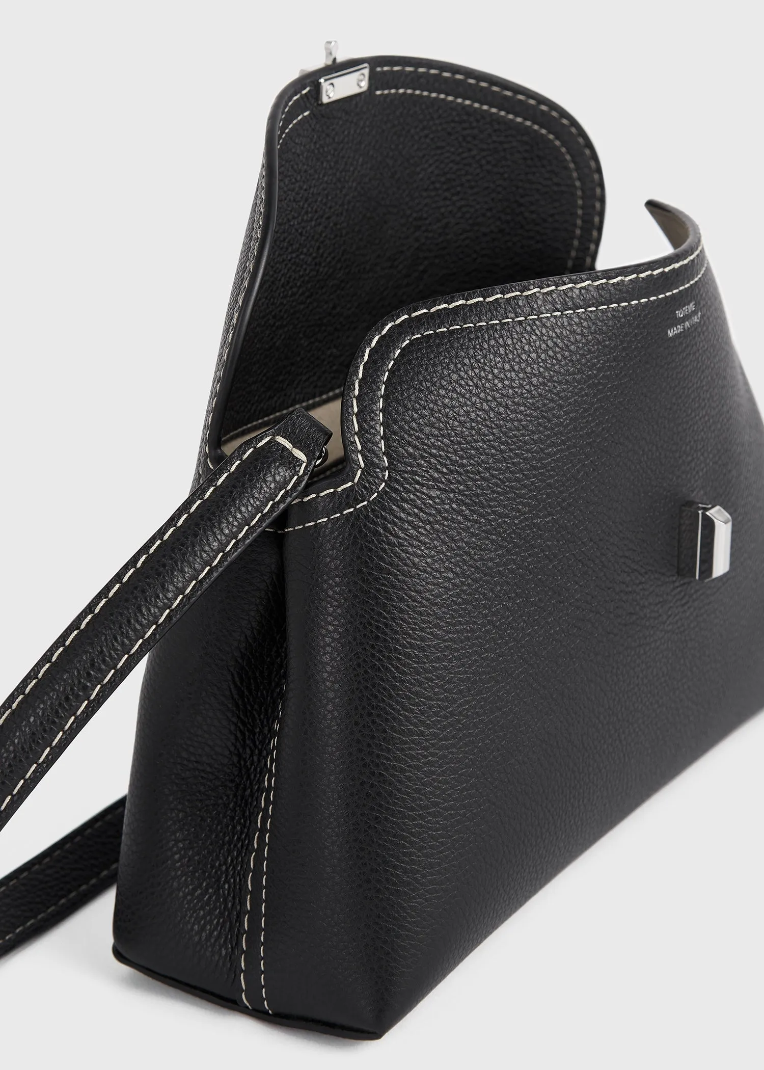 T-Lock grained-leather clutch black