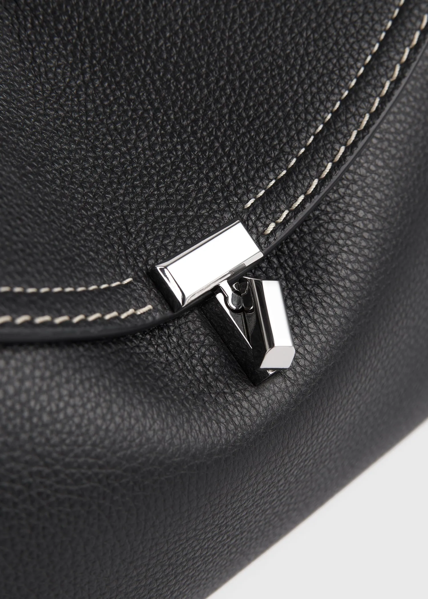 T-Lock grained-leather clutch black