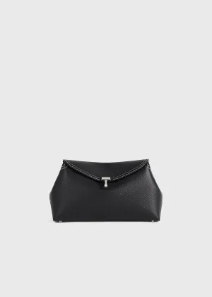 T-Lock grained-leather clutch black