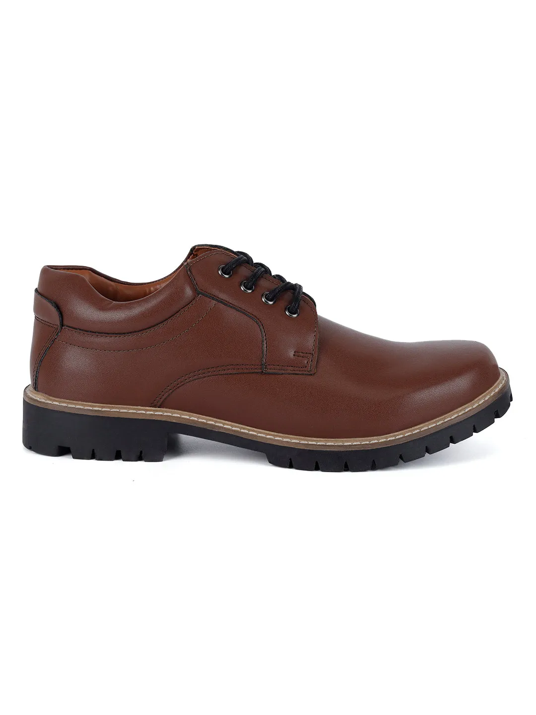 Tan Handcrafted Derby Lace Up Boots