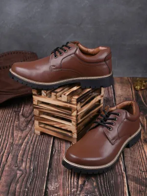 Tan Handcrafted Derby Lace Up Boots