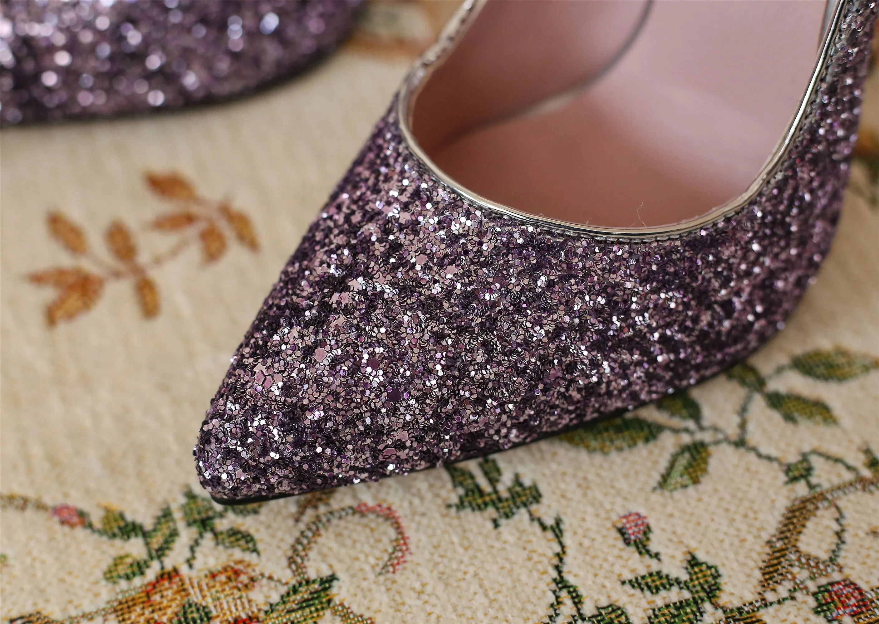 TinaCus Women's Handmade Glittering Leather Chic Pointed Toe Super High Stiletto Heel Pumps Shoes