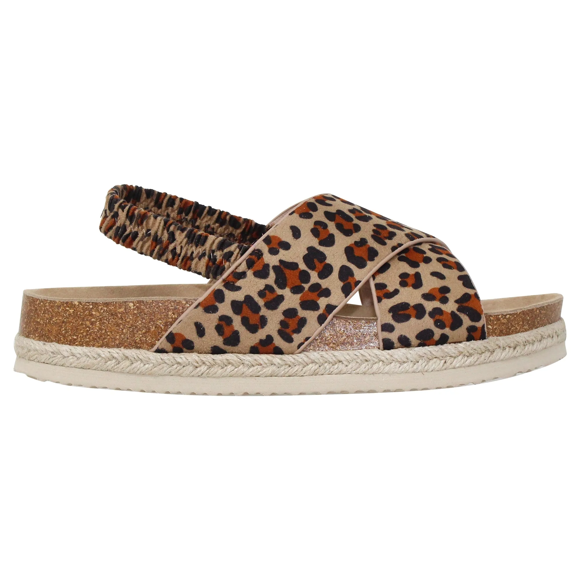 Women's Classic Criss Cross Platform Sandals Espadrilles Sling Back Leopard