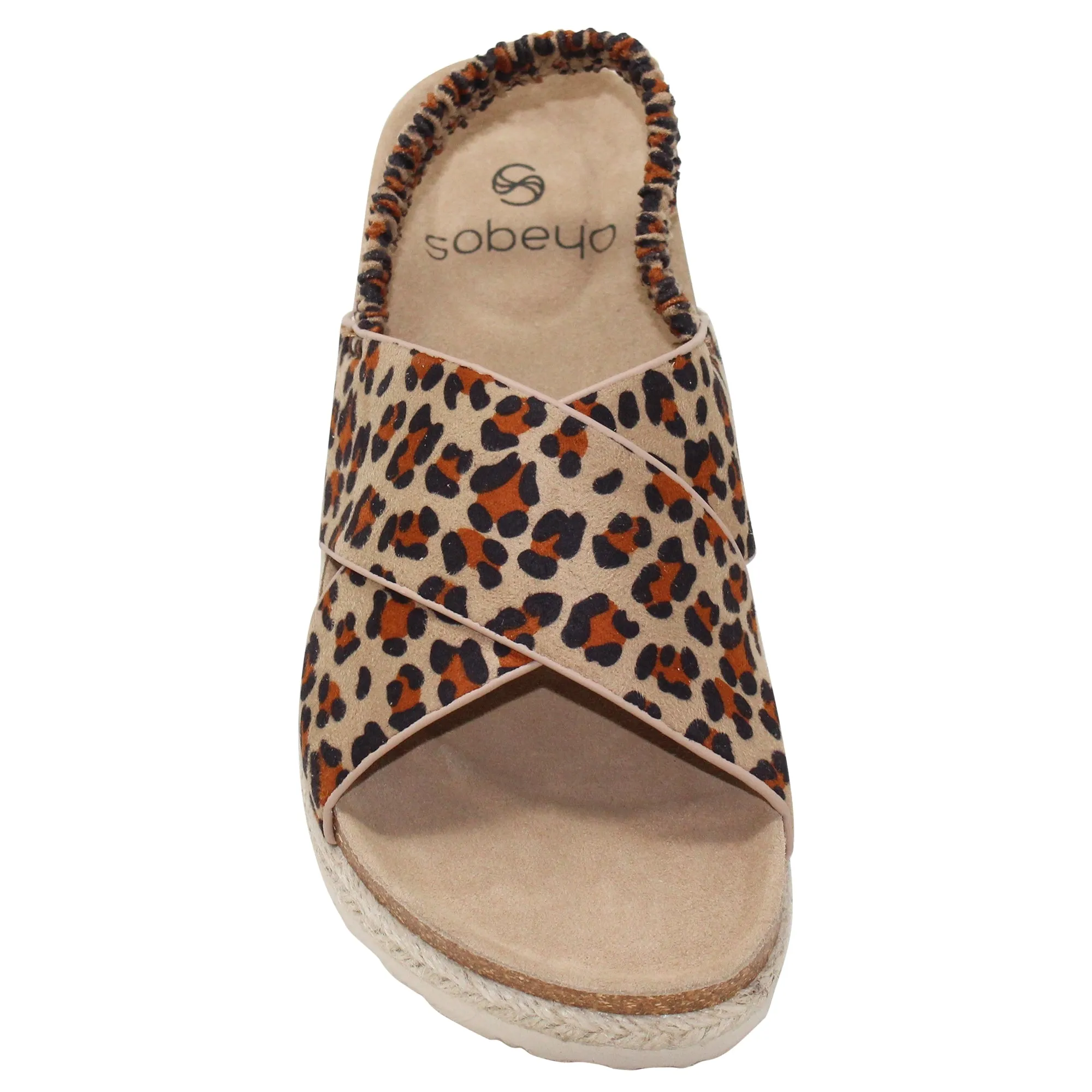 Women's Classic Criss Cross Platform Sandals Espadrilles Sling Back Leopard