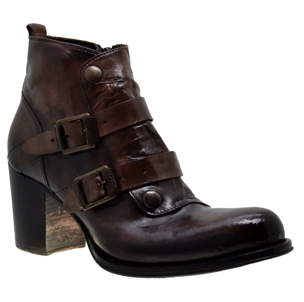 Women's Italian Shoes Jo Ghost 326 Brown Leather Chelsea Boots