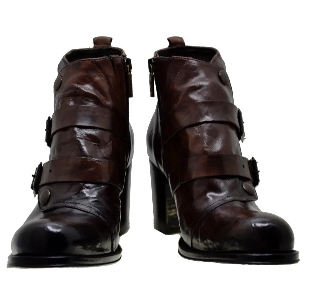 Women's Italian Shoes Jo Ghost 326 Brown Leather Chelsea Boots