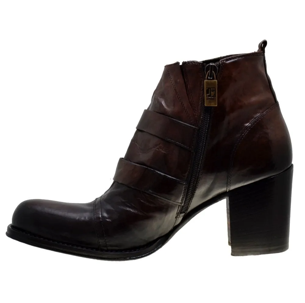 Women's Italian Shoes Jo Ghost 326 Brown Leather Chelsea Boots