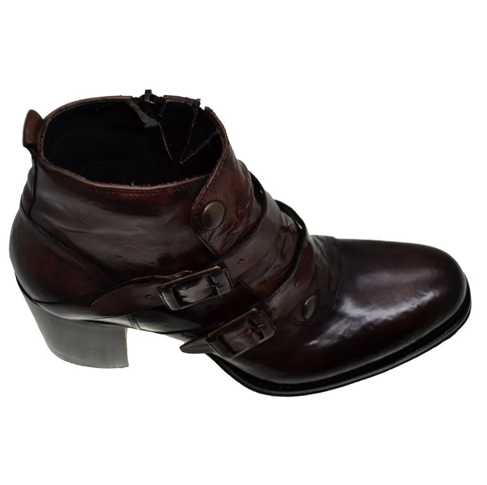 Women's Italian Shoes Jo Ghost 326 Brown Leather Chelsea Boots