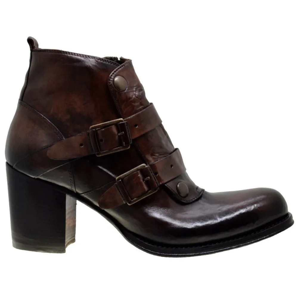 Women's Italian Shoes Jo Ghost 326 Brown Leather Chelsea Boots